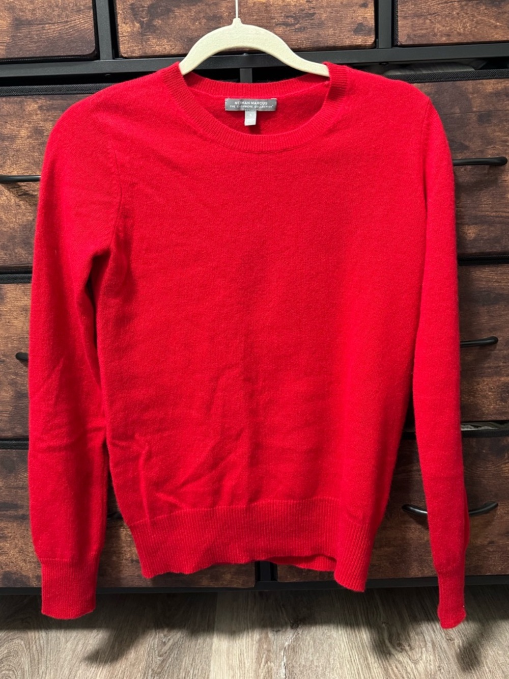 Neiman Marcus Bright Red Cashmere Crewneck Sweater (The Cashmere Collection)